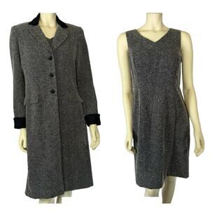 DANNY & NICOLE 2 PIECE Boucle Sleeveless dress & coat blacl & cream set SIZE 6